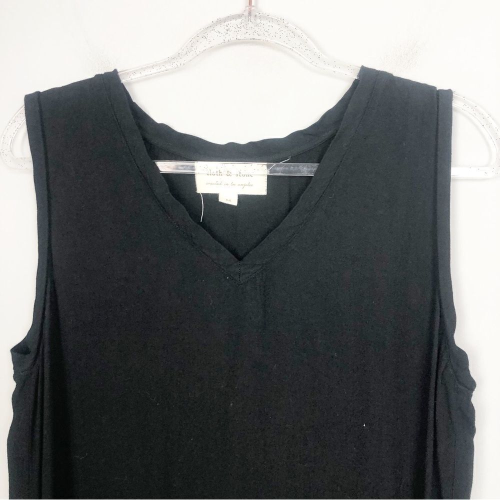 CLOTH & STONE | Black V-Neck Sleeveless Tank Dress Women’s Size Medium - Picture 4 of 8